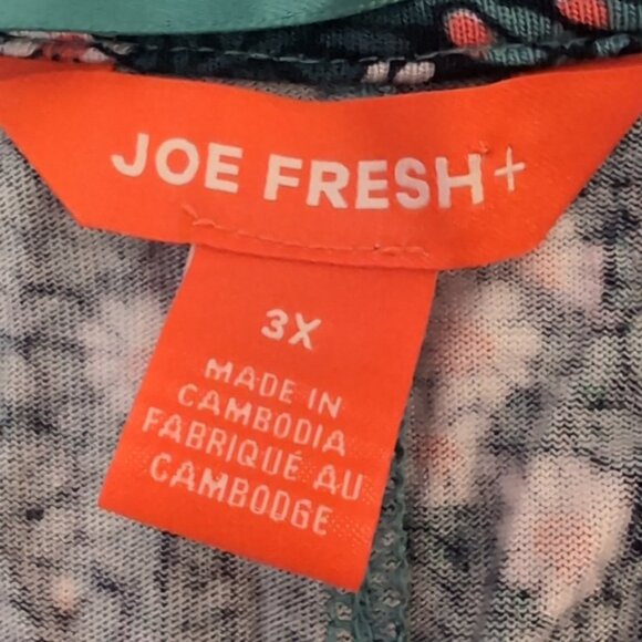 Joe Fresh Floral Tunic Top Womens Plus Size 3X Green Short Sleeve Tshirt - Picture 8 of 10